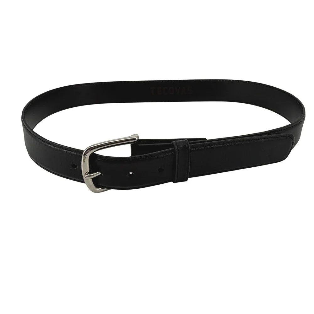 Tecovas Mens Black Leather Western Belt Silver Buckle Size 34 Handcrafted